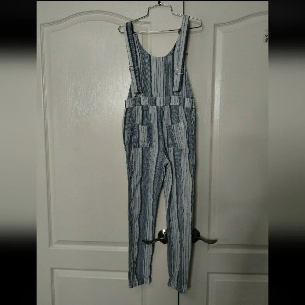 Habitual Girl Size 12 Blue White Striped Overall Romper Jumper elastic cuff